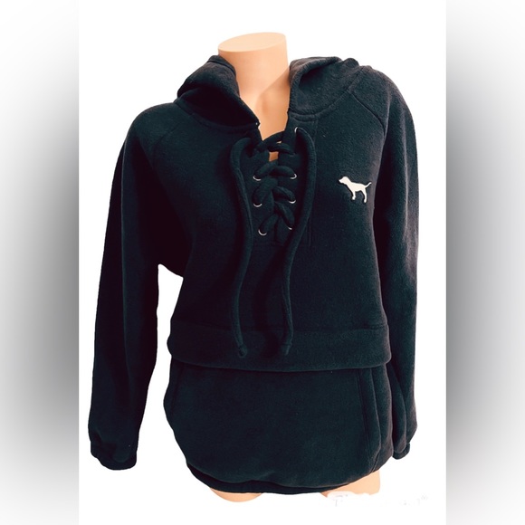 Hoodie Outerwear Polar Sweater Victoria Secret PINK Black Miami Logo - Picture 4 of 7
